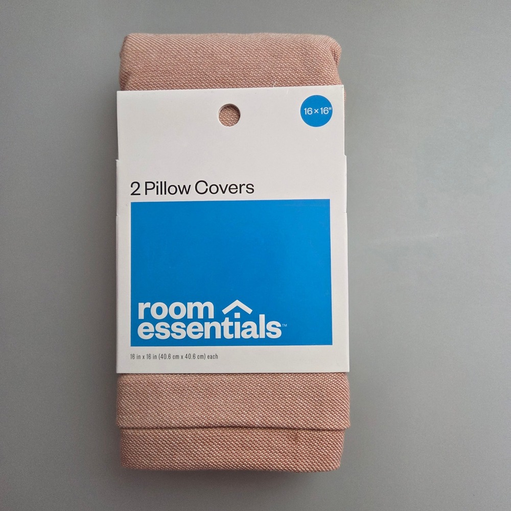 Room Essentials 2 Pack Pillow Covers 16x16 Square Textured‎ Pink Clay New